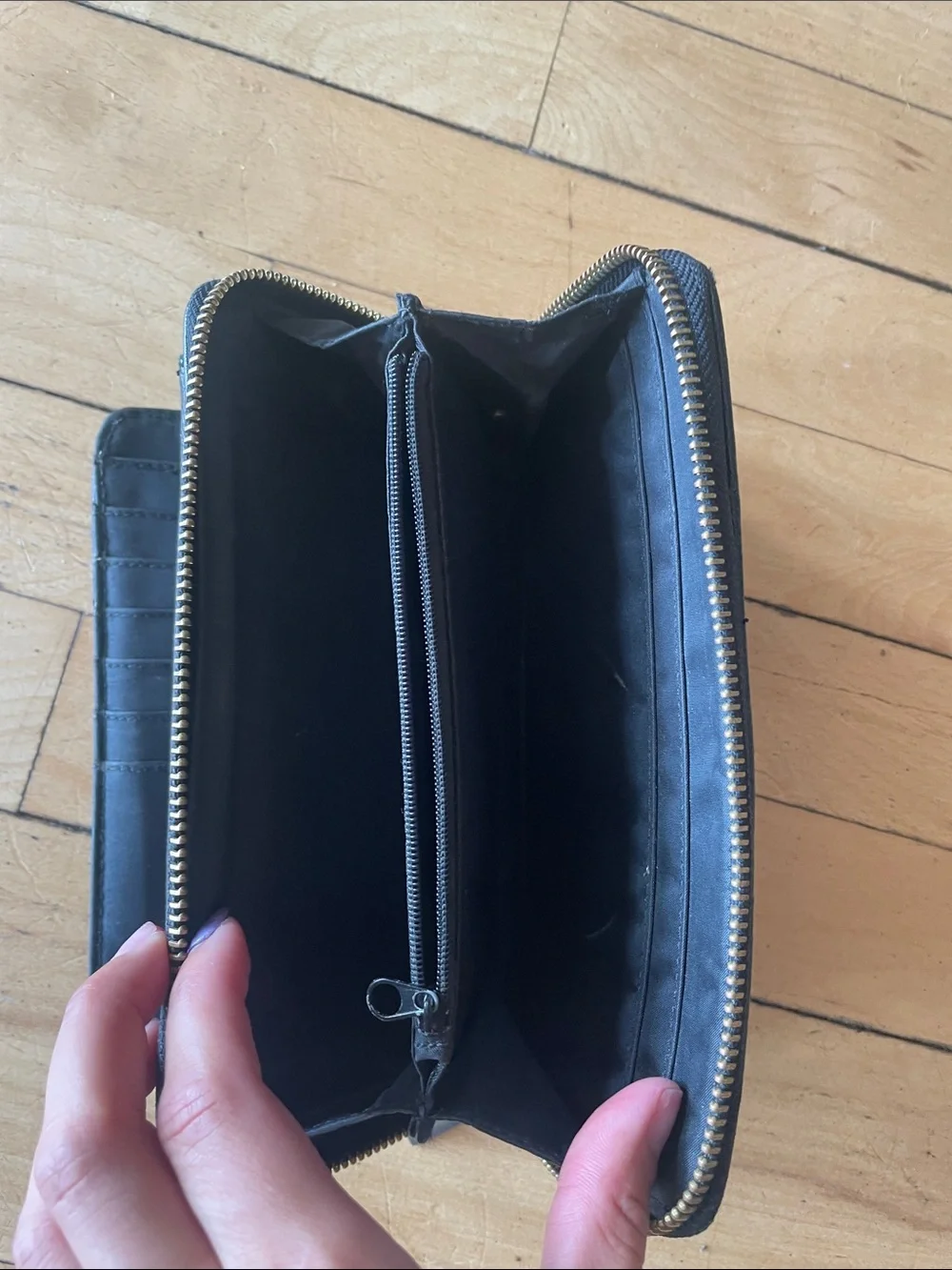 Black Leather women’s Travel Wallet - Compact Organizer